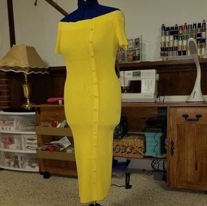 Eve Mendes off the shoulder knit dress